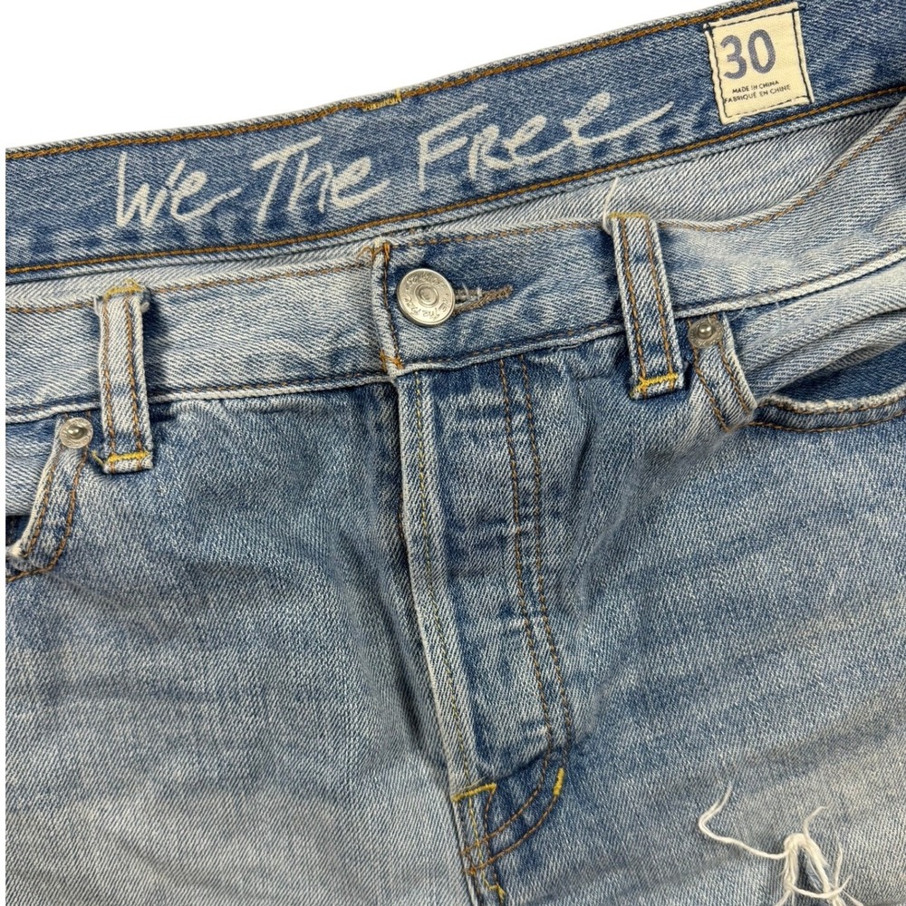 Free People We The Free Shorts Women 30 Blue Distressed Denim Cutoff Light Wash - Picture 2 of 5